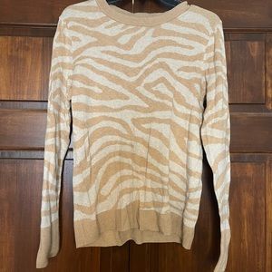 A New Day Zebra Print Long Sleeve Crewneck Pullover Sweater Medium